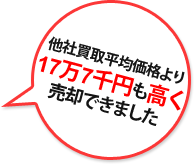 他社買取平均価格より17万7千円も高く売却できました 他社買取平均価格より17万7千円も高く売却できました
